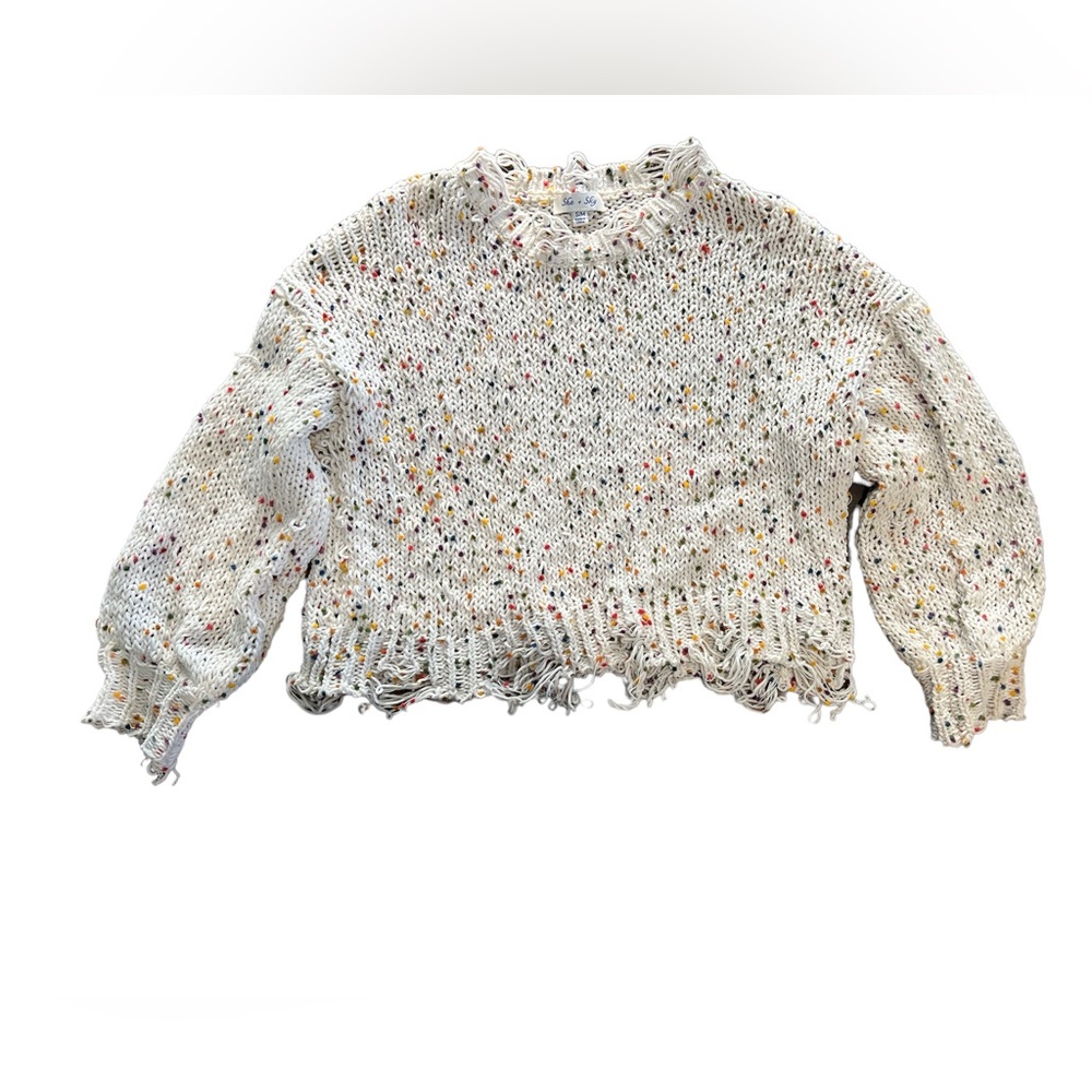 She + Sky Distressed Sweater Size S/M - Picture 2 of 3